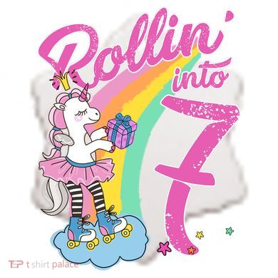 Rollin' Into 7 Skating Unicorn Birthday Ceramic Ornament