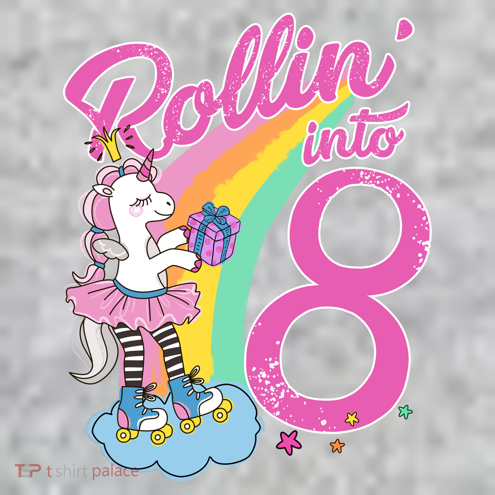 Rollin' Into 8 Skating Unicorn Birthday The Baniff Cuffed Pom Beanie