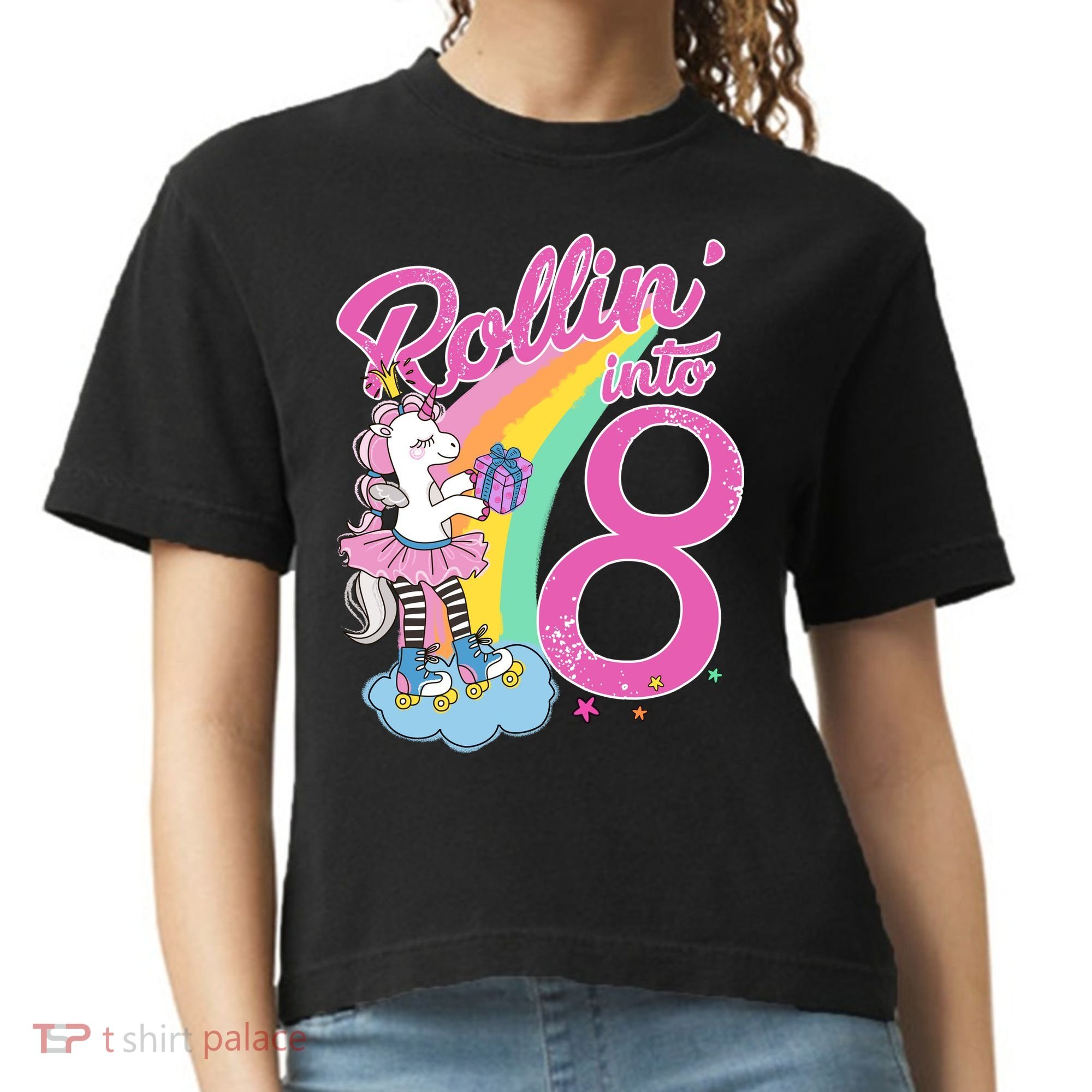 Rollin' Into 8 Skating Unicorn Birthday Comfort Colors Boxy T-Shirt