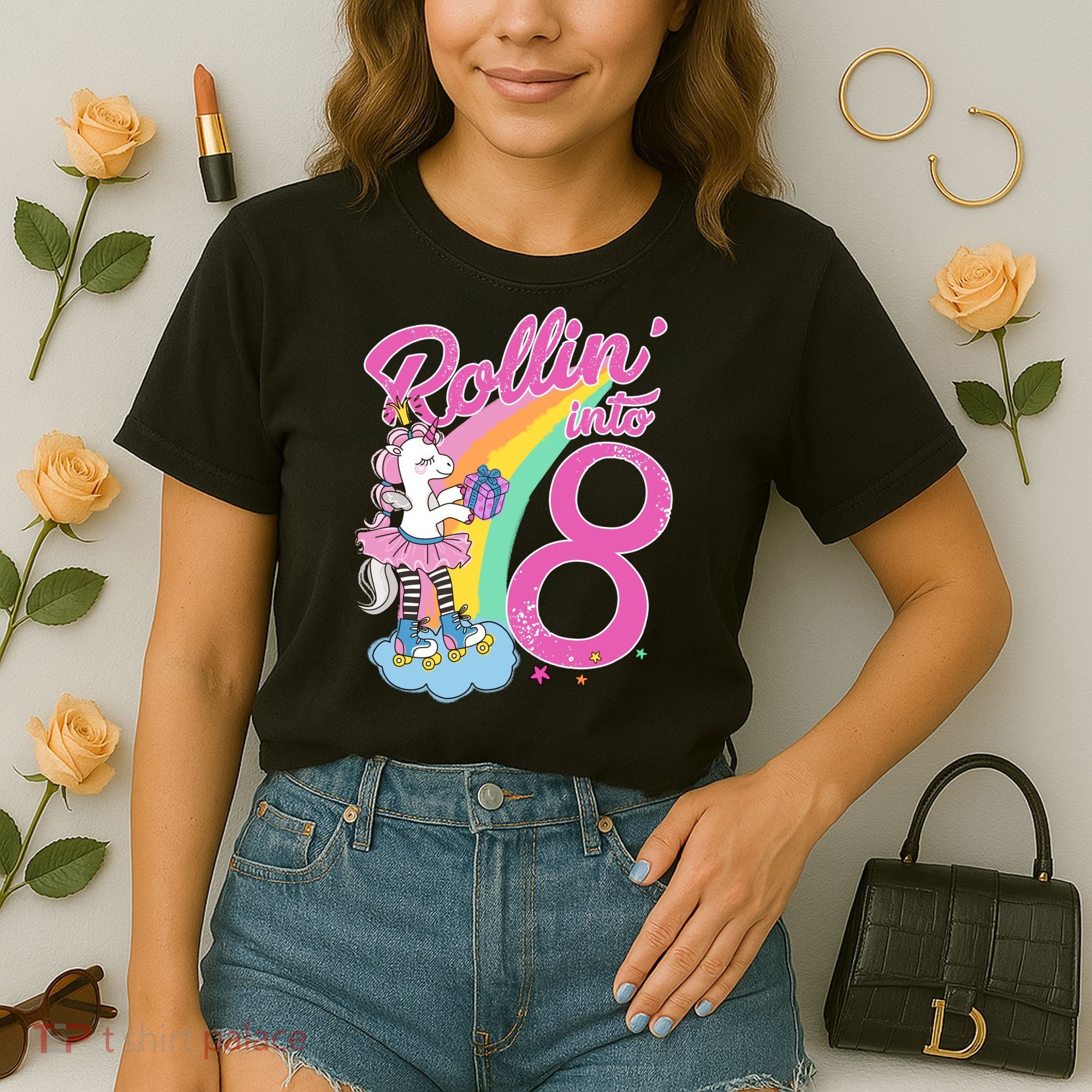 Rollin' Into 8 Skating Unicorn Birthday Comfort Colors Boxy T-Shirt