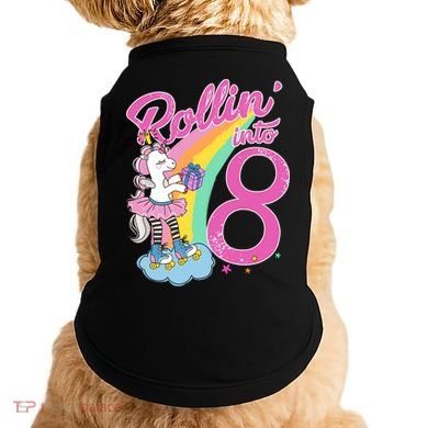 Rollin' Into 8 Skating Unicorn Birthday Doggie Tank