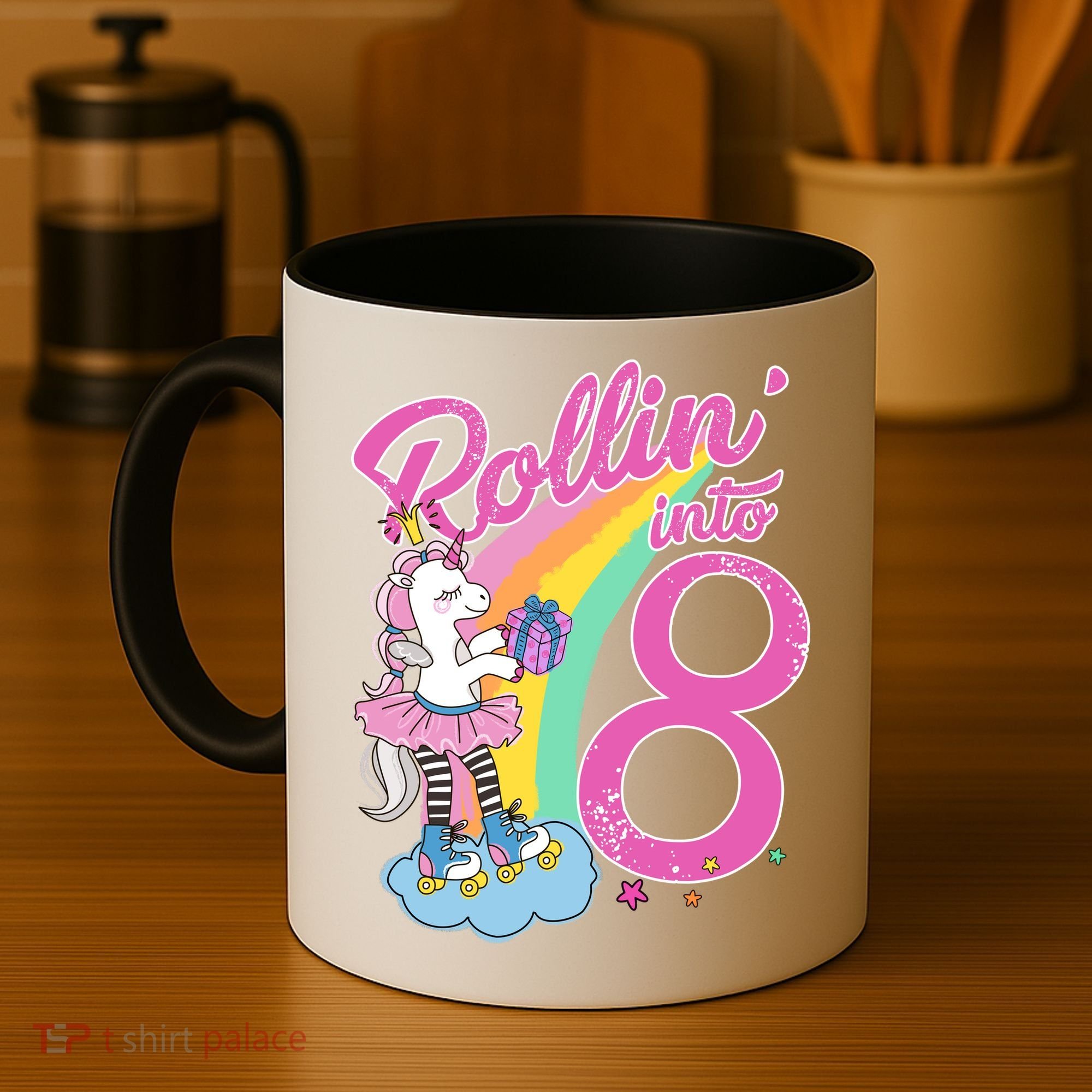 Rollin' Into 8 Skating Unicorn Birthday Coffee Mug
