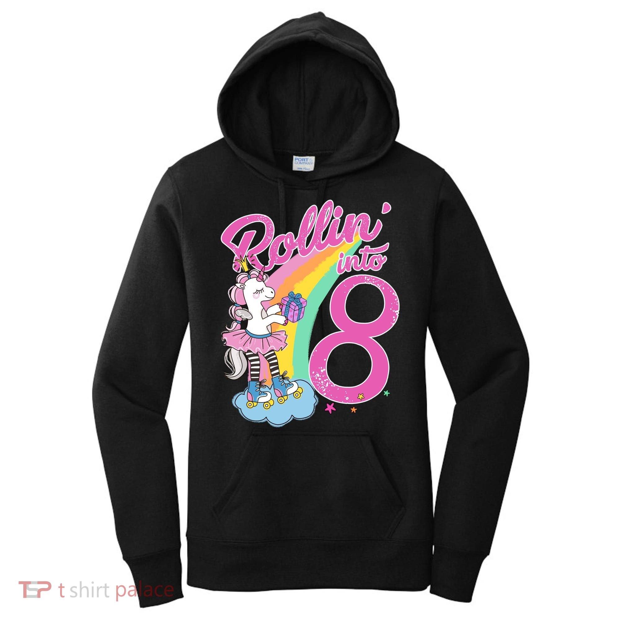 Rollin' Into 8 Skating Unicorn Birthday Women's Hoodie