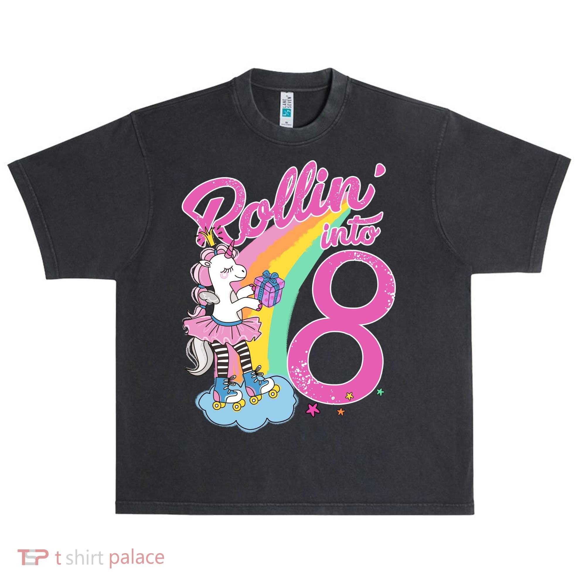 Rollin' Into 8 Skating Unicorn Birthday Urban Oversized Heavyweight T-Shirt