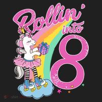 Rollin' Into 8 Skating Unicorn Birthday Tumbler thumb 3