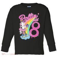 Rollin' Into 8 Skating Unicorn Birthday Toddler Long Sleeve Shirt thumb 0