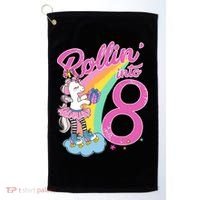 Rollin' Into 8 Skating Unicorn Birthday Golf Towel thumb 0