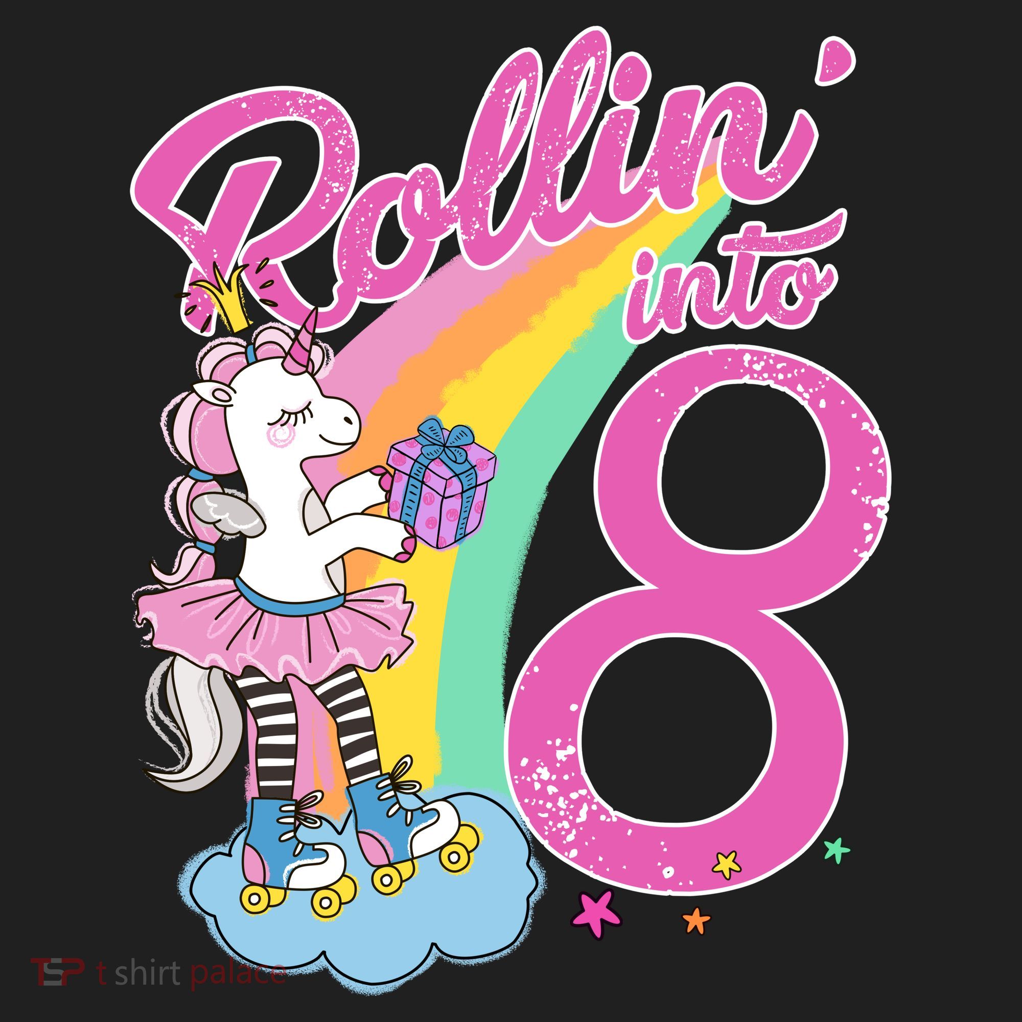 Rollin' Into 8 Skating Unicorn Birthday Golf Towel
