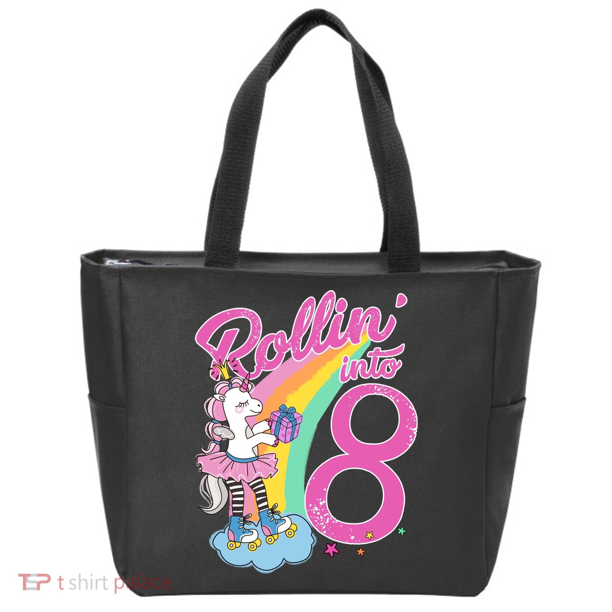 Rollin' Into 8 Skating Unicorn Birthday Tote Bag