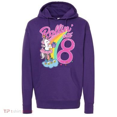 Rollin' Into 8 Skating Unicorn Birthday Hoodie