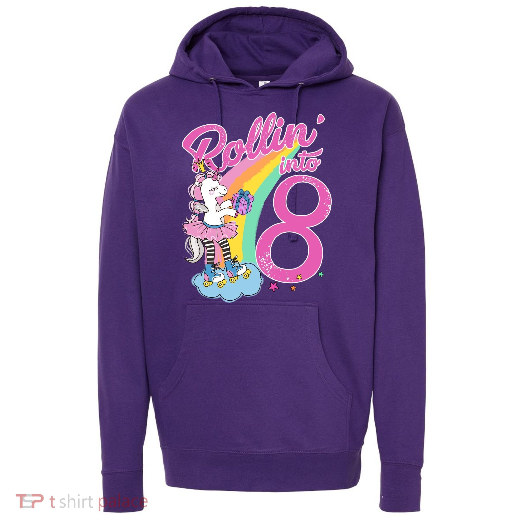 Rollin' Into 8 Skating Unicorn Birthday Hoodie