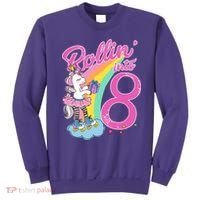 Rollin' Into 8 Skating Unicorn Birthday Sweatshirt thumb 0