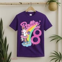 Rollin' Into 8 Skating Unicorn Birthday T-Shirt thumb 2