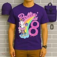 Rollin' Into 8 Skating Unicorn Birthday T-Shirt thumb 6