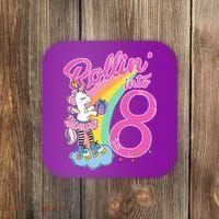 Rollin' Into 8 Skating Unicorn Birthday Coaster thumb 0