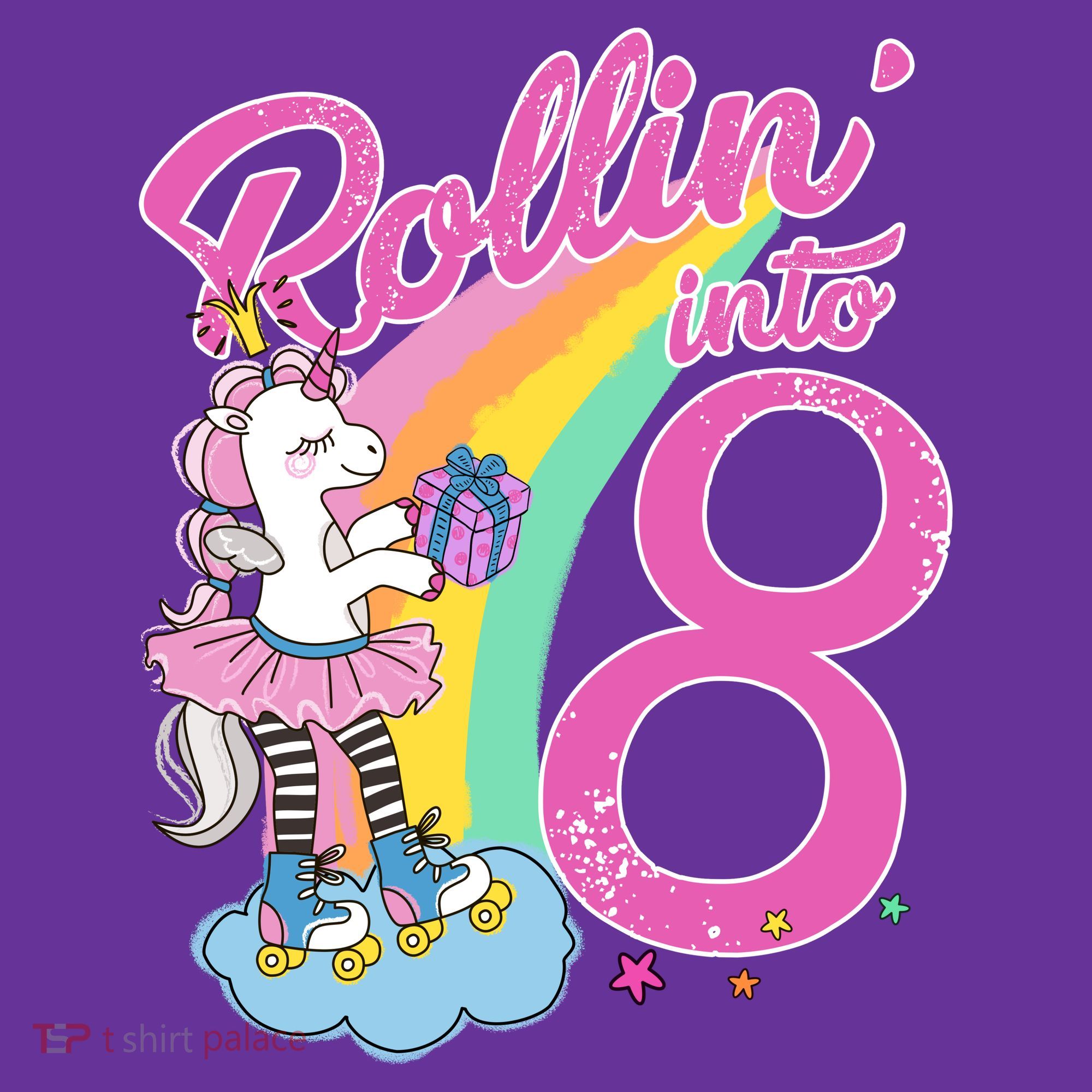 Rollin' Into 8 Skating Unicorn Birthday Hat