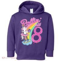 Rollin' Into 8 Skating Unicorn Birthday Toddler Hoodie thumb 0
