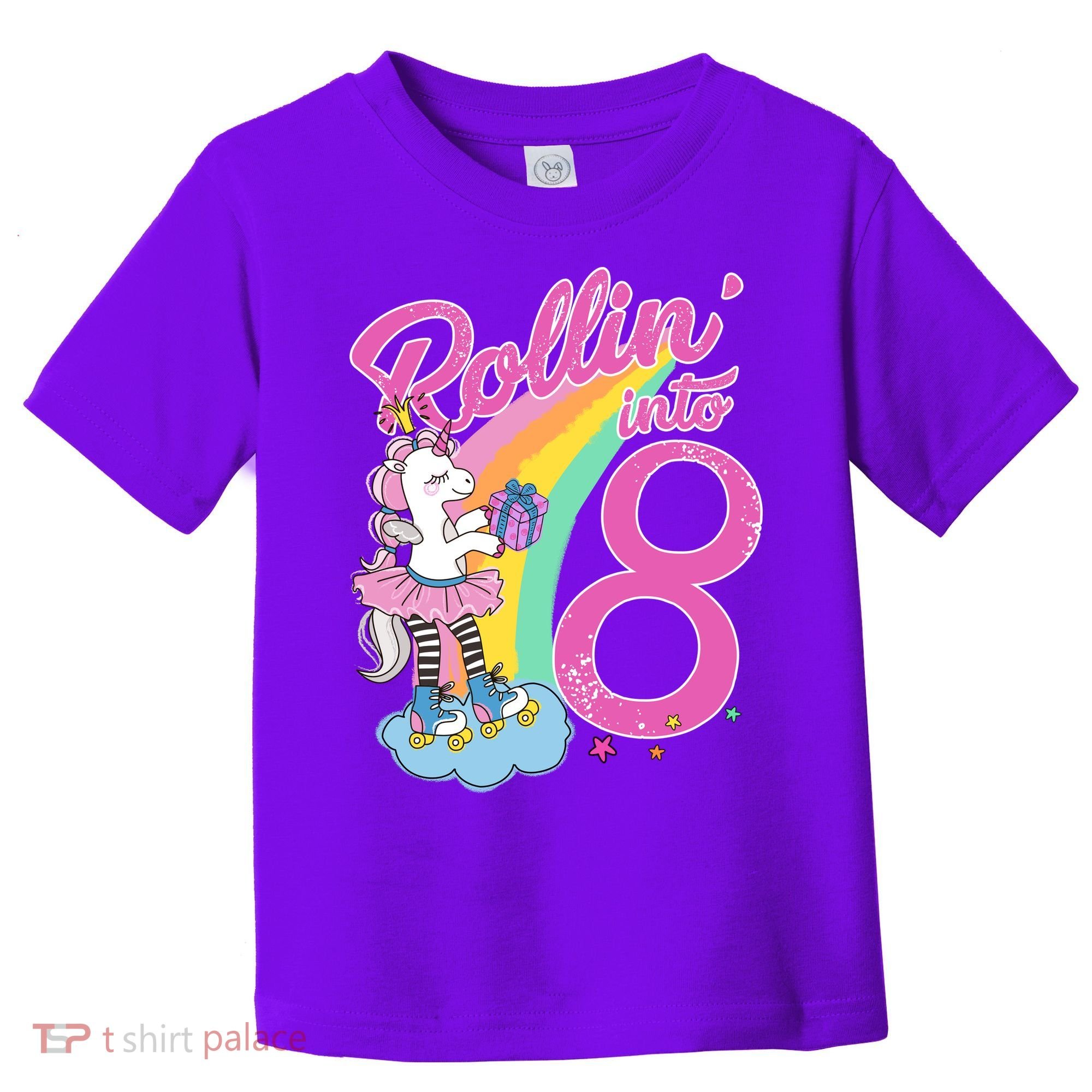 Rollin' Into 8 Skating Unicorn Birthday Toddler T-Shirt