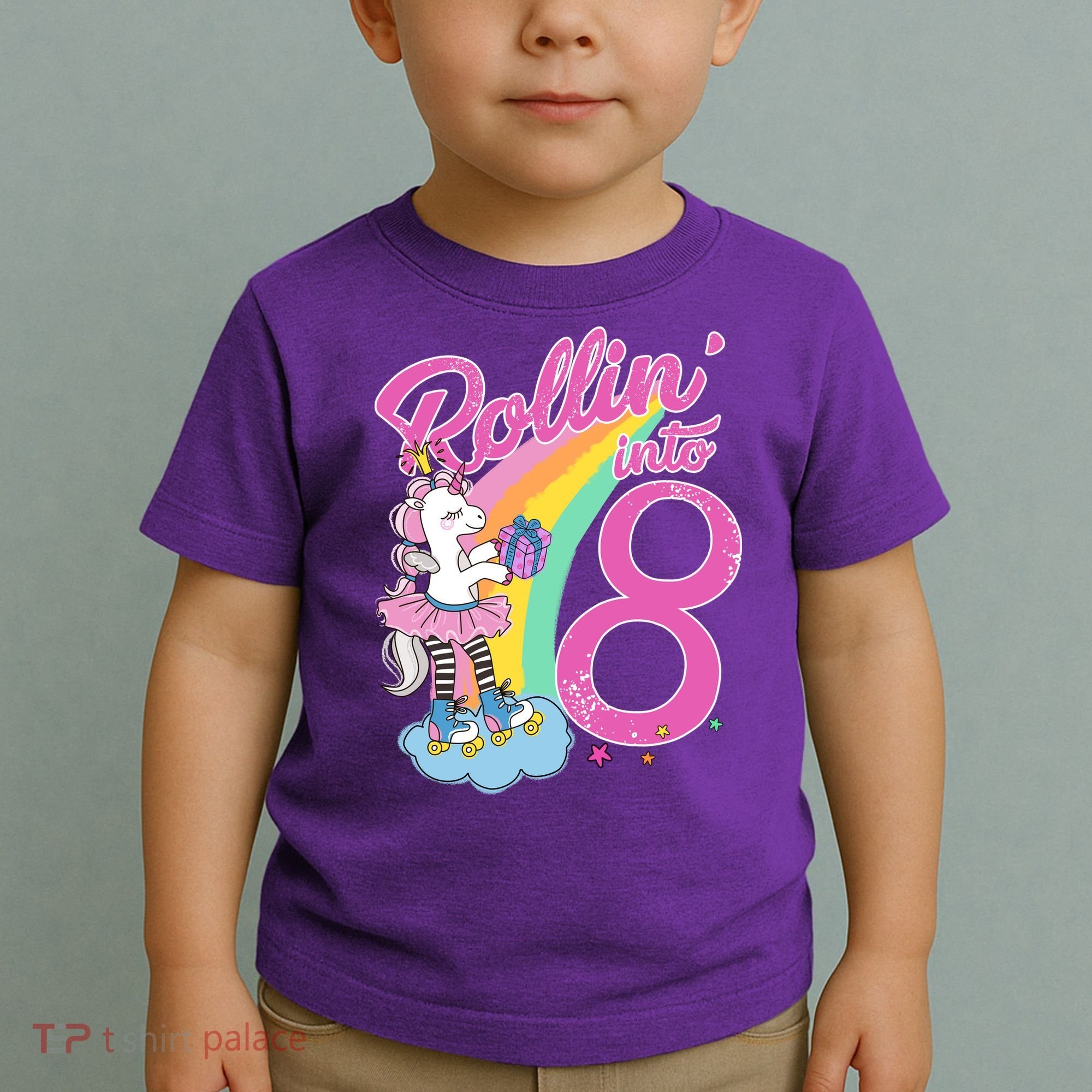Rollin' Into 8 Skating Unicorn Birthday Toddler T-Shirt
