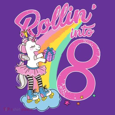 Rollin' Into 8 Skating Unicorn Birthday Toddler T-Shirt