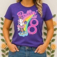 Rollin' Into 8 Skating Unicorn Birthday Women's T-Shirt thumb 2