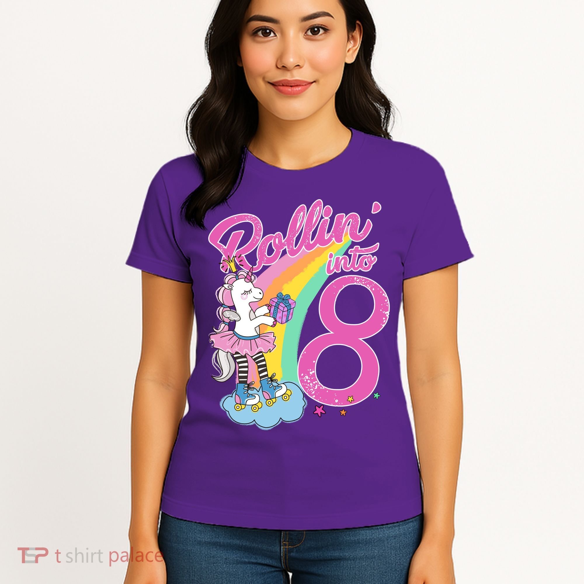 Rollin' Into 8 Skating Unicorn Birthday Women's T-Shirt