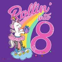 Rollin' Into 8 Skating Unicorn Birthday Kids Hoodie thumb 2
