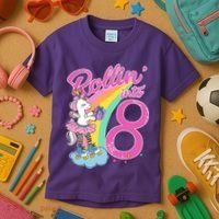 Rollin' Into 8 Skating Unicorn Birthday Kids T-Shirt thumb 3