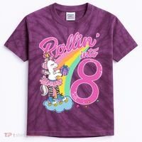 Rollin' Into 8 Skating Unicorn Birthday Kids Tie-Dye T-Shirt thumb 0