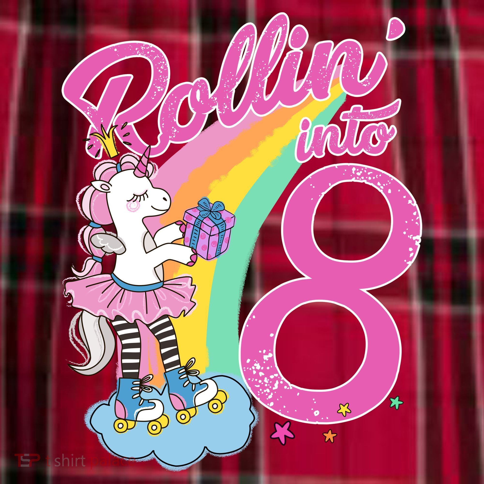Rollin' Into 8 Skating Unicorn Birthday Women's Flannel Plaid Pajama Pants