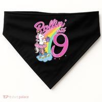 Rollin' Into 9 Skating Unicorn Birthday USA-Made Doggie Bandana thumb 0