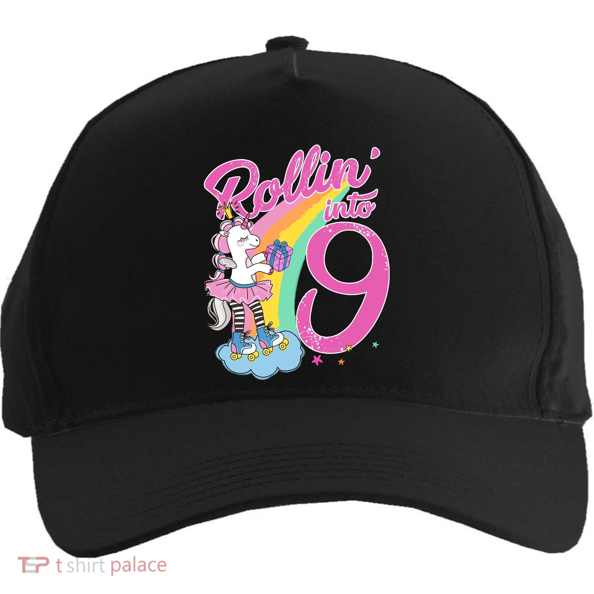Rollin' Into 9 Skating Unicorn Birthday Five-Panel Snapback Cap