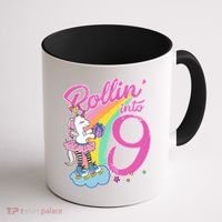 Rollin' Into 9 Skating Unicorn Birthday Coffee Mug thumb 1