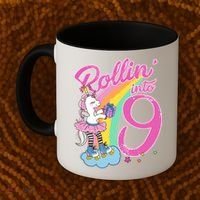 Rollin' Into 9 Skating Unicorn Birthday Coffee Mug thumb 2