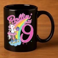 Rollin' Into 9 Skating Unicorn Birthday 11oz C Handle Ceramic Mug thumb 3