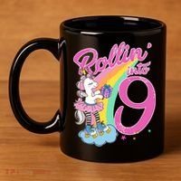 Rollin' Into 9 Skating Unicorn Birthday 11oz C Handle Ceramic Mug thumb 4