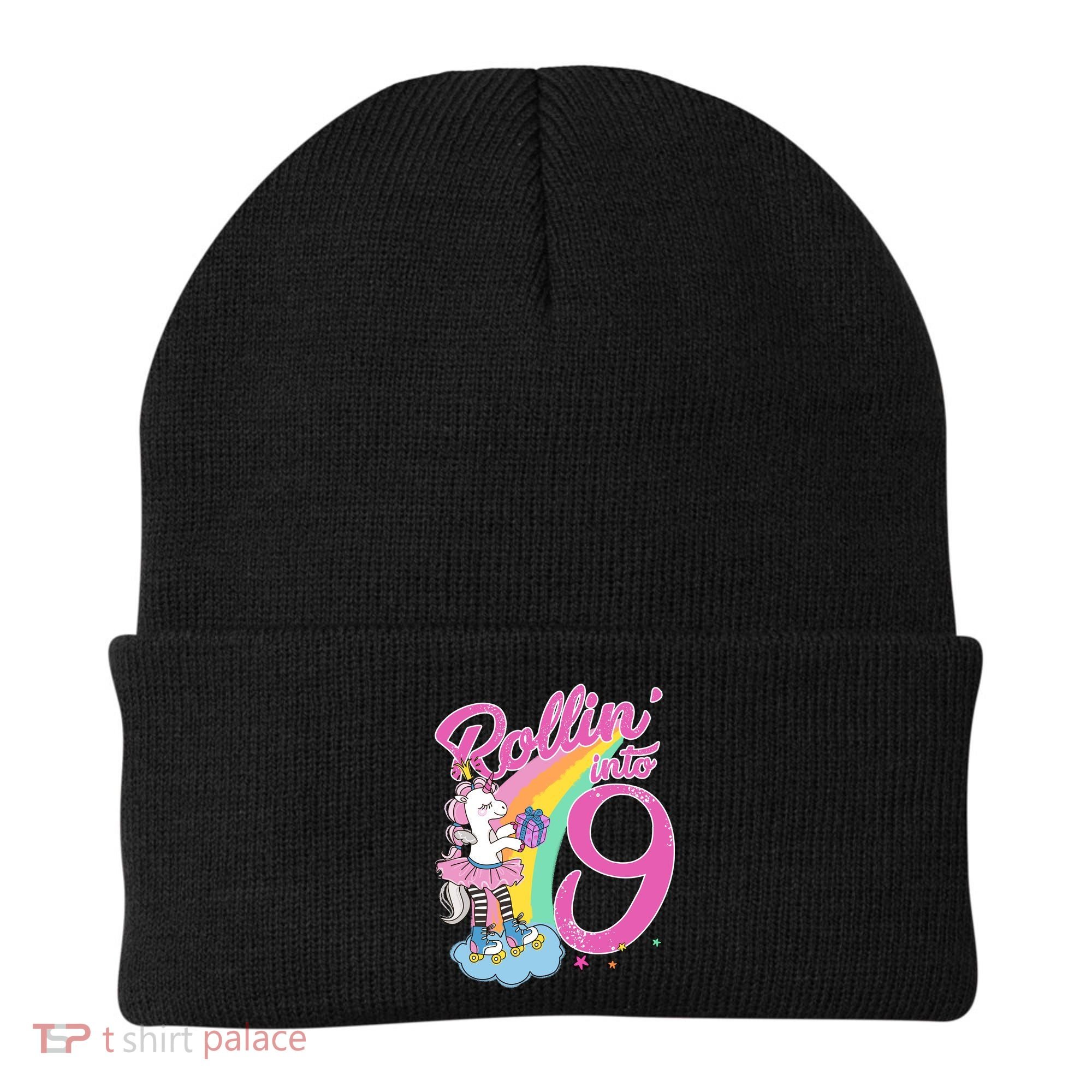 Rollin' Into 9 Skating Unicorn Birthday Beanie