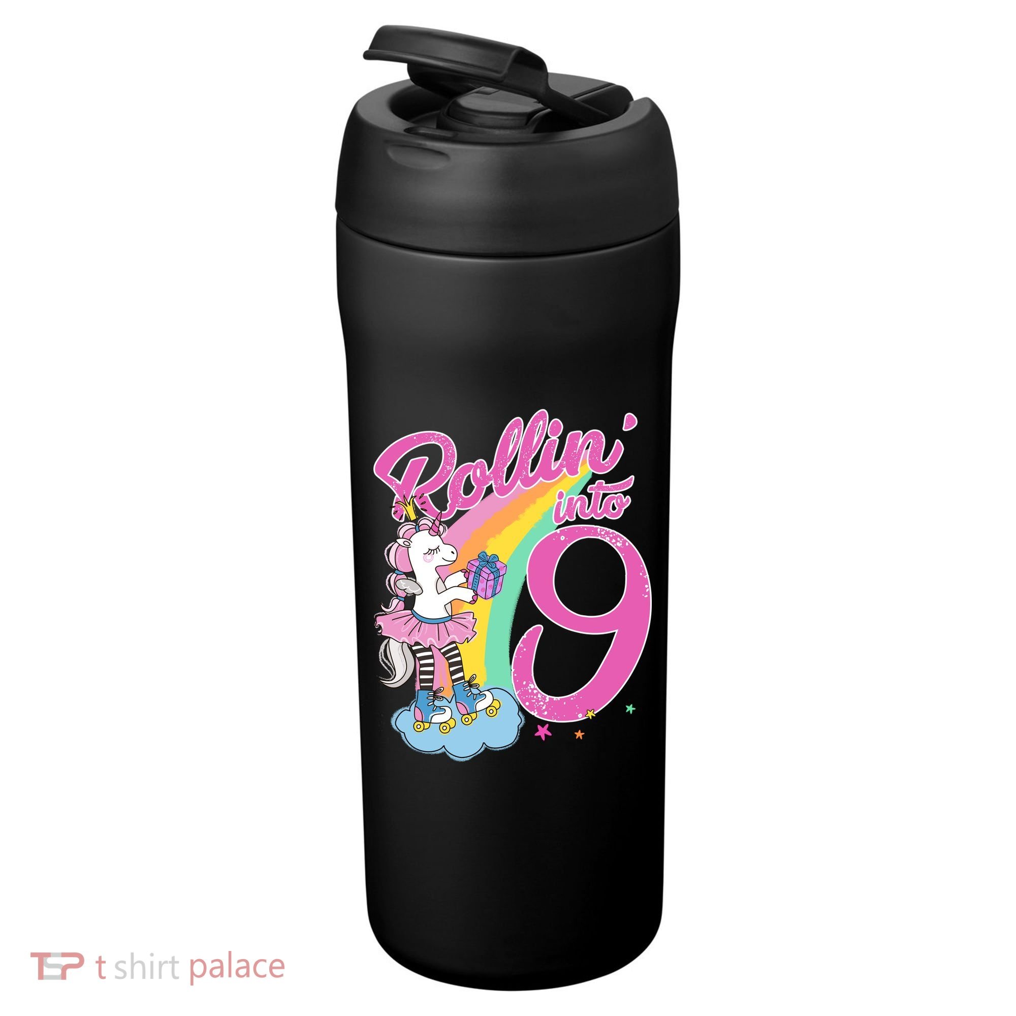 Rollin' Into 9 Skating Unicorn Birthday 24oz Duet Stainless Steel Tumbler