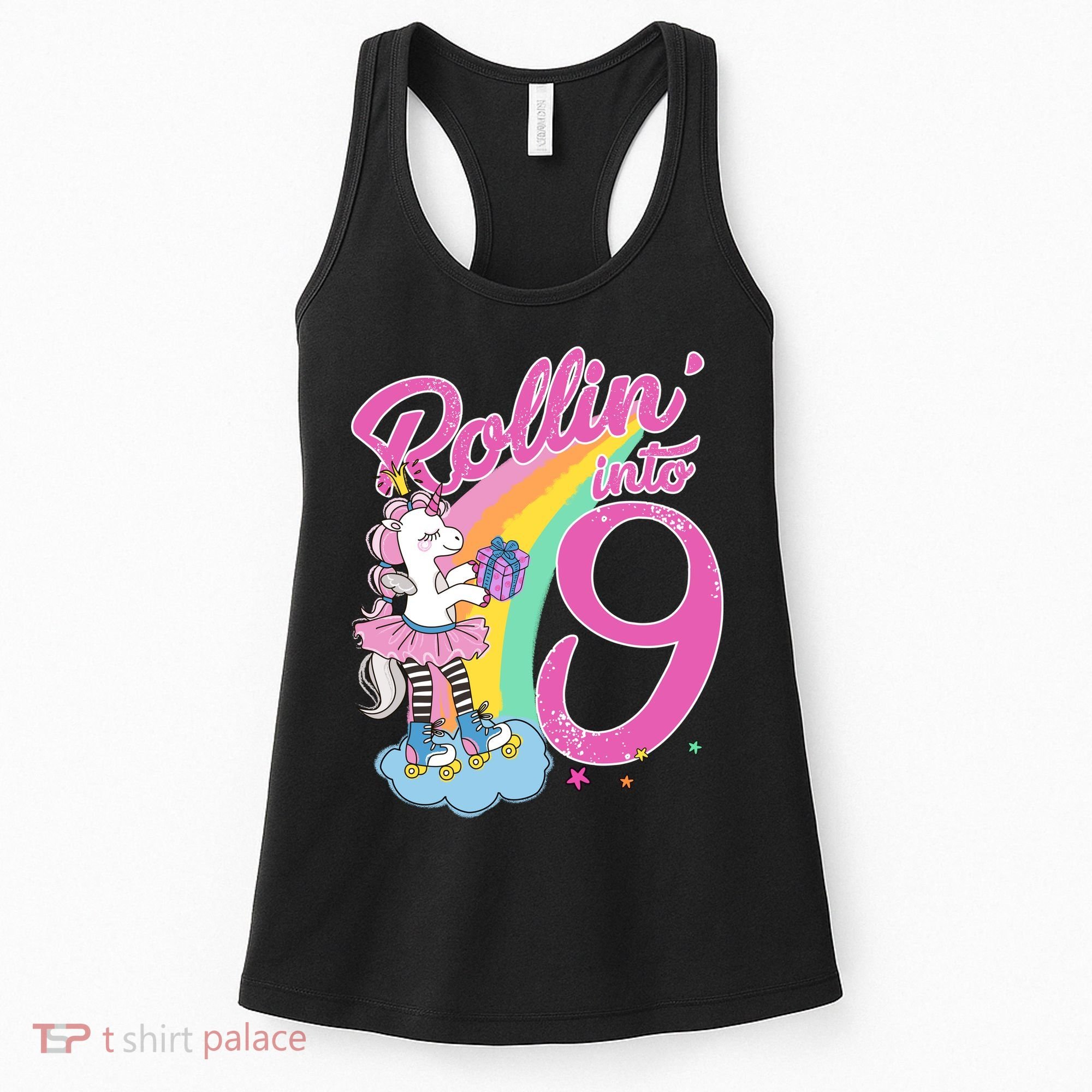 Rollin' Into 9 Skating Unicorn Birthday Women's Tank Top