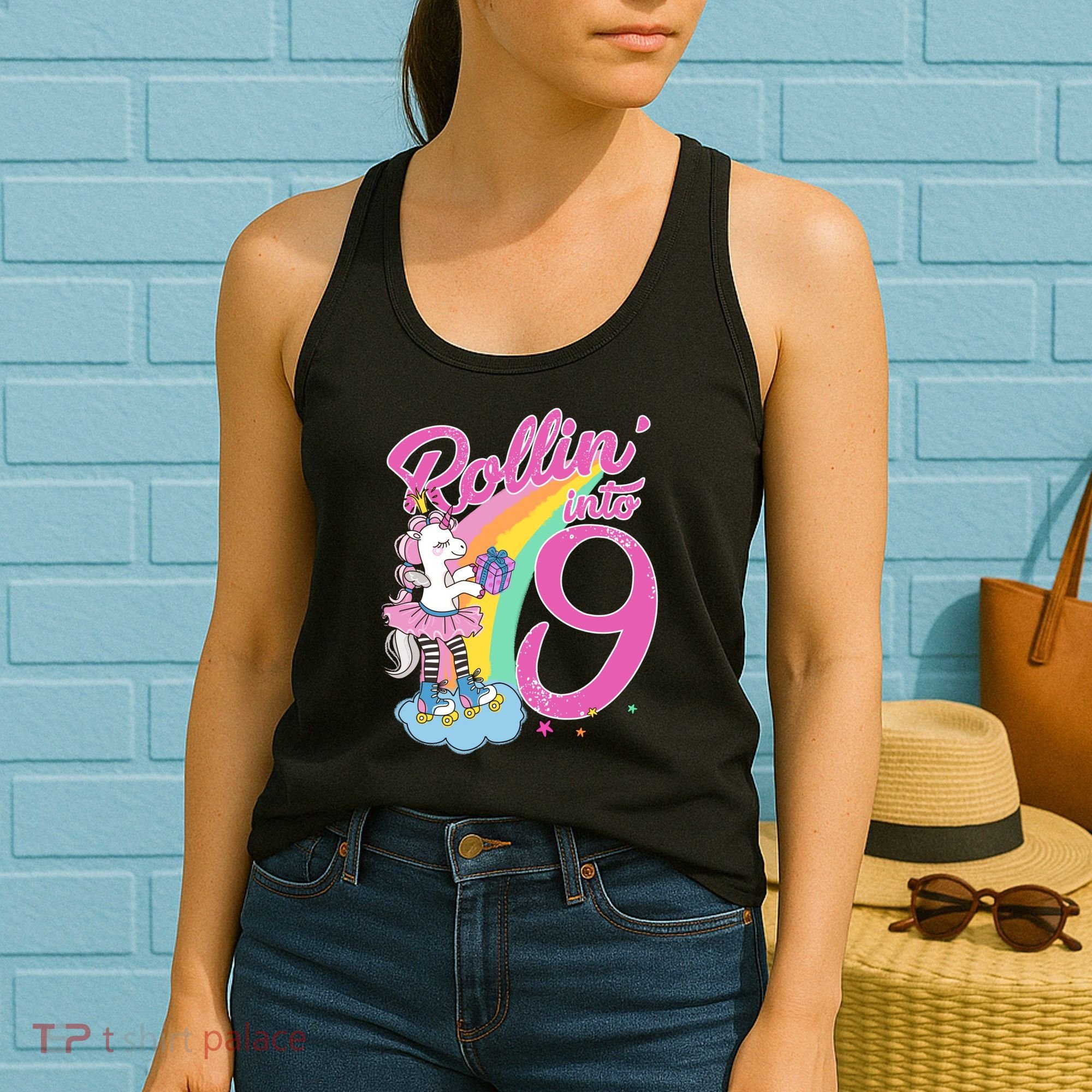 Rollin' Into 9 Skating Unicorn Birthday Women's Tank Top