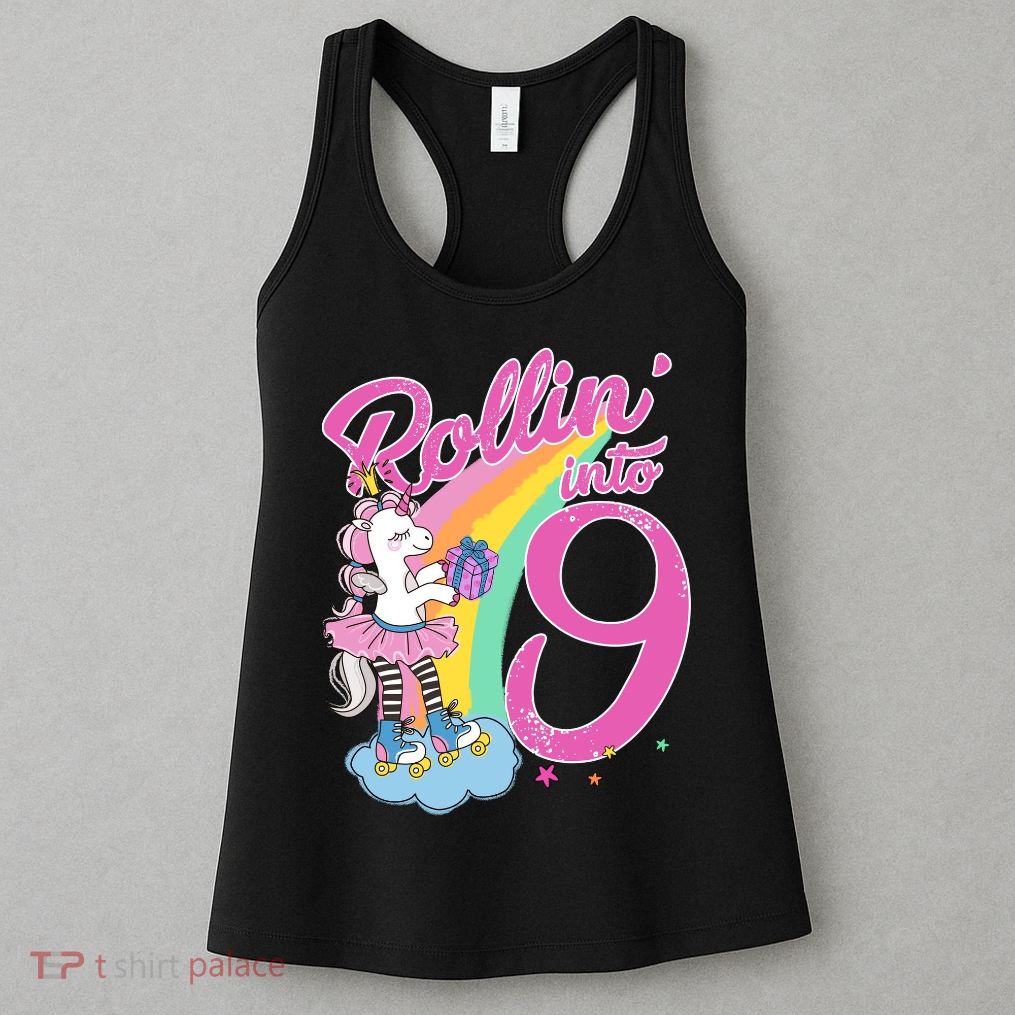 Rollin' Into 9 Skating Unicorn Birthday Women's Tank Top