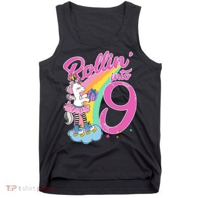 Rollin' Into 9 Skating Unicorn Birthday Tank Top