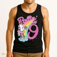 Rollin' Into 9 Skating Unicorn Birthday Tank Top thumb 3