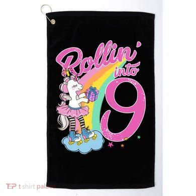 Rollin' Into 9 Skating Unicorn Birthday Golf Towel