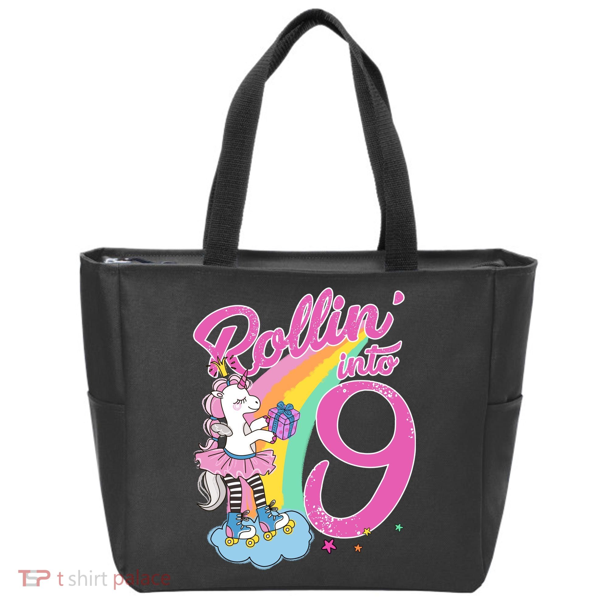 Rollin' Into 9 Skating Unicorn Birthday Tote Bag