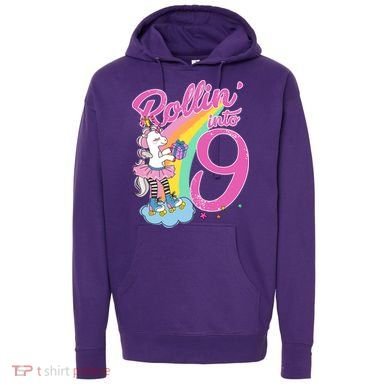 Rollin' Into 9 Skating Unicorn Birthday Hoodie
