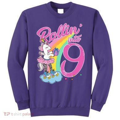 Rollin' Into 9 Skating Unicorn Birthday Sweatshirt