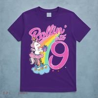 Rollin' Into 9 Skating Unicorn Birthday T-Shirt thumb 5