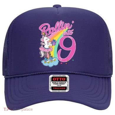 Rollin' Into 9 Skating Unicorn Birthday Hat