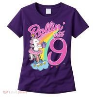 Rollin' Into 9 Skating Unicorn Birthday Women's T-Shirt thumb 0